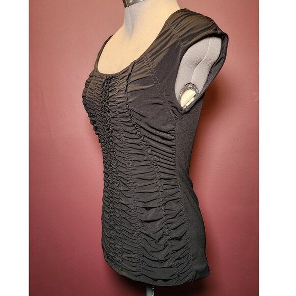 WHBM Black Ruched Top - Size Small - Picture 3 of 7